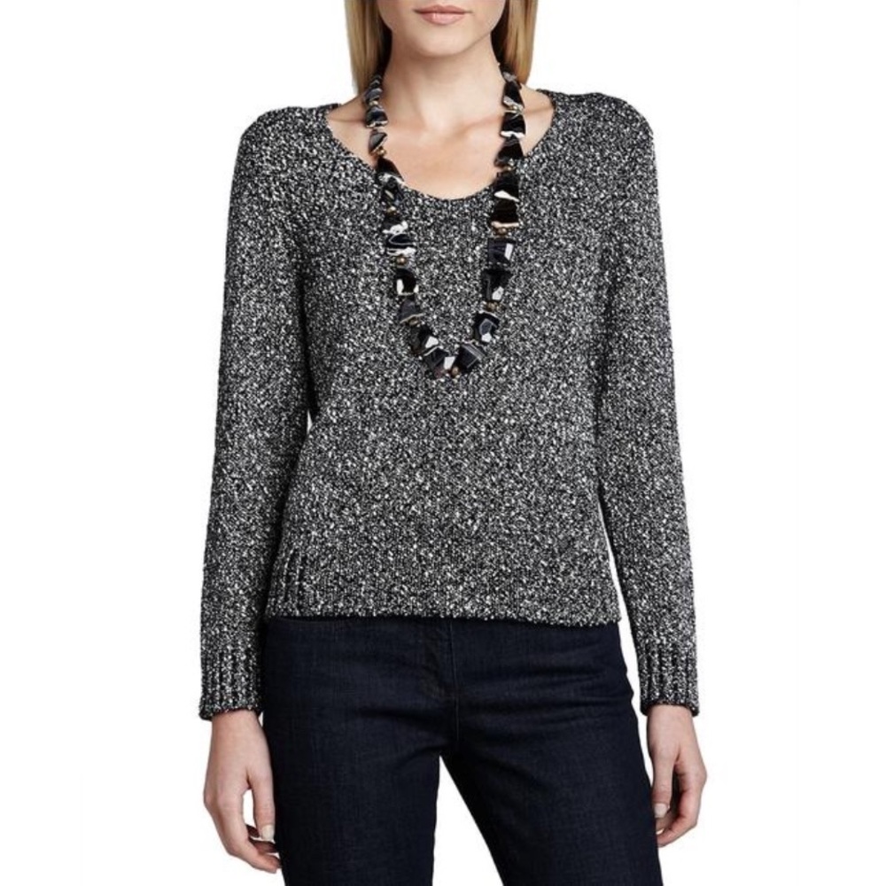 Eileen Fisher Wrapped Cotton Nubble Sweater Woman’s L 100% Cotton High Low Hem